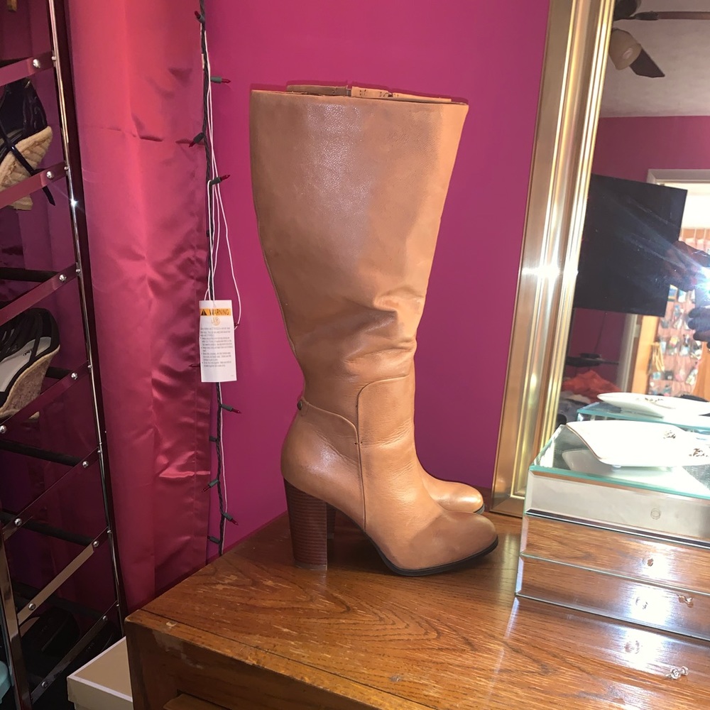Camel color knee high boots